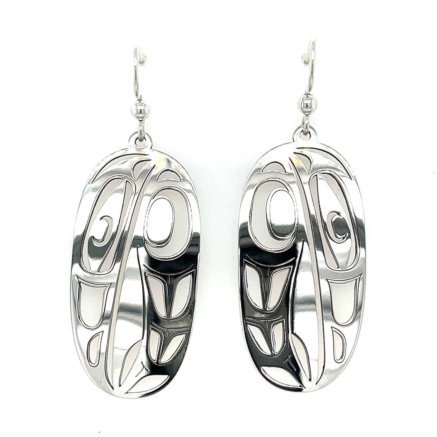 Earrings - Sterling Silver - Drop - Oval - Raven - 44mm