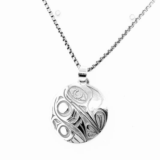 Pendant - Sterling Silver - Round - Hummingbird - Small - 20mm