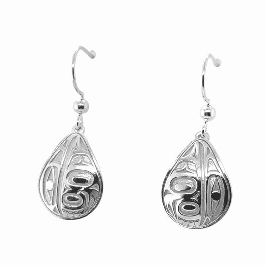 Earrings - Sterling Silver - Drop - Teardrop - Raven - 19mm