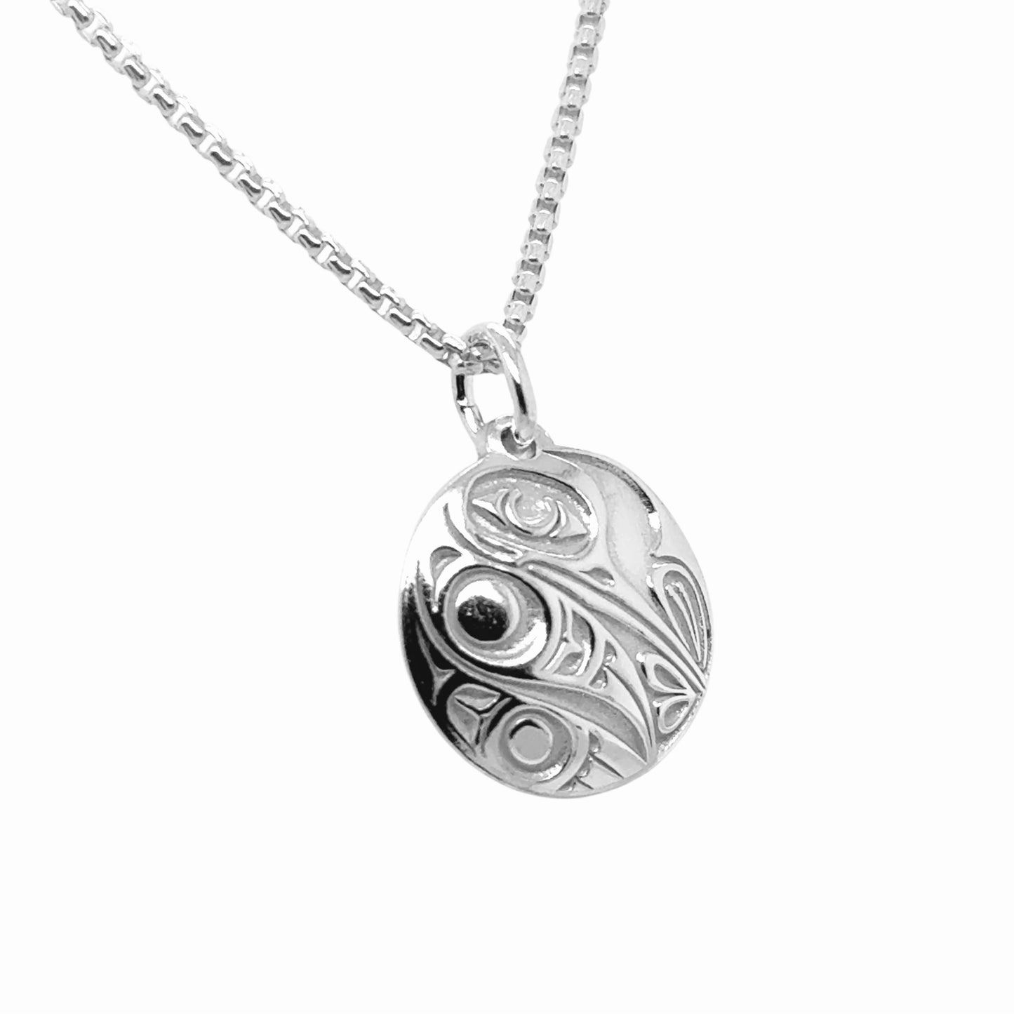 Pendant - Sterling Silver - Round - Hummingbird - Mini - 15mm