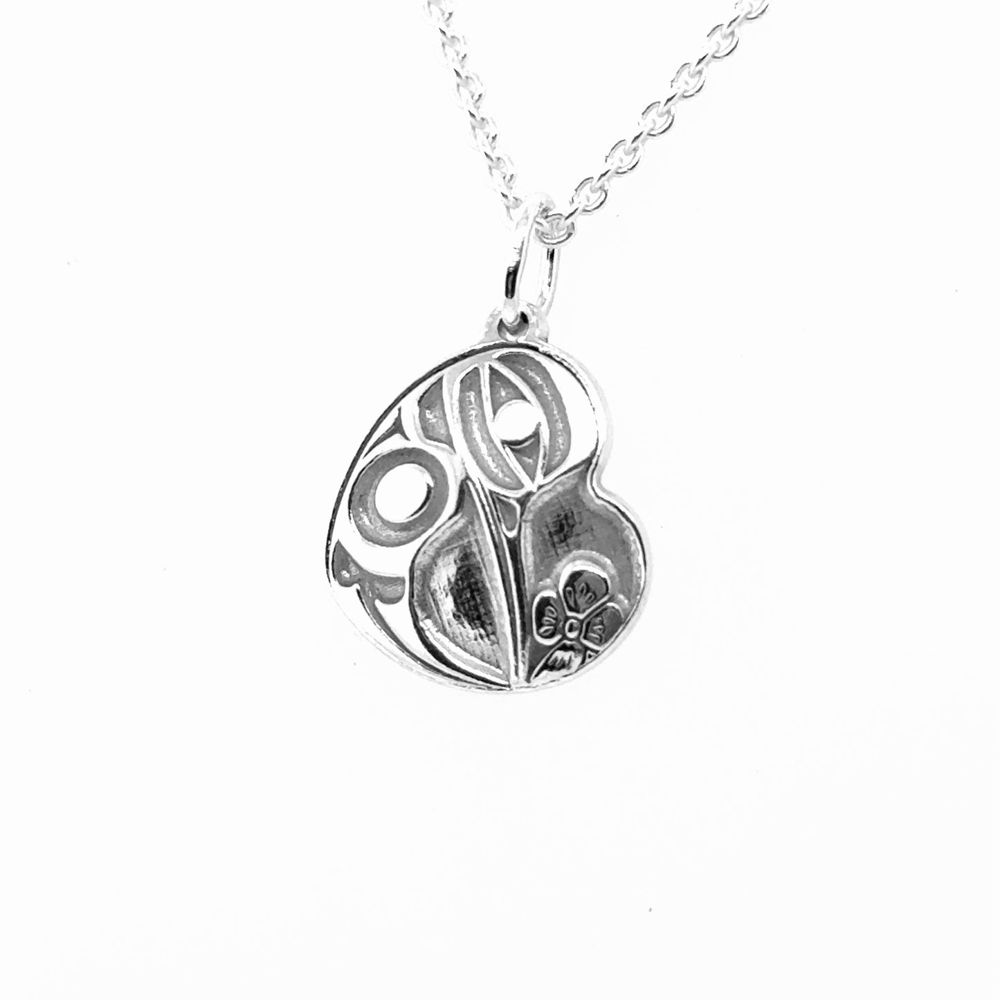 Pendant - Sterling Silver - Heart - Hummingbird - Mini - 15mm