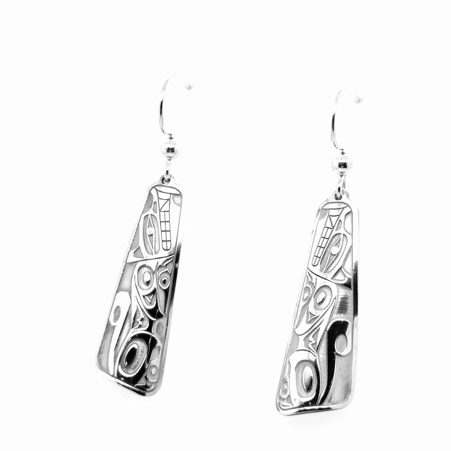 Earrings - Sterling Silver - Drop - Long Triangle - Wolf - 32mm