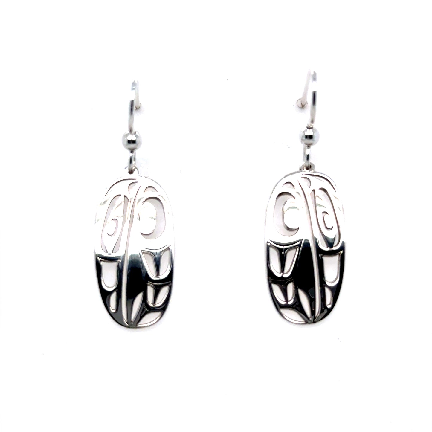Earrings - Sterling Silver - Drop - Oval - 24mm - Raven