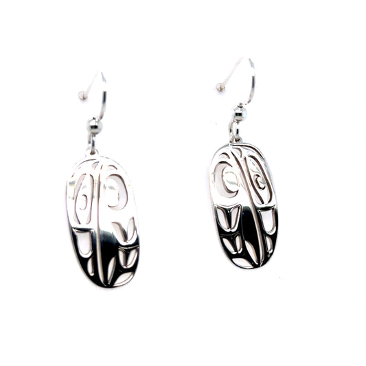 Earrings - Sterling Silver - Drop - Oval - Raven - 24mm