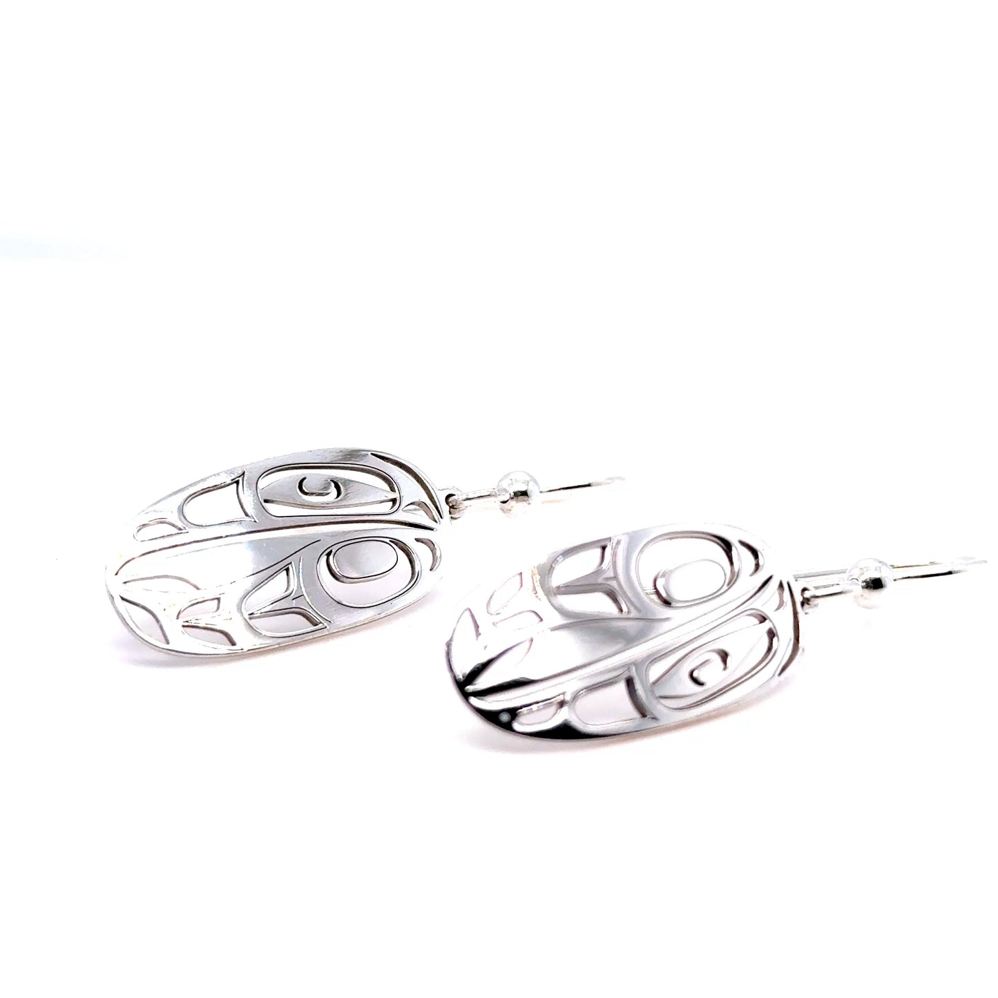 Earrings - Sterling Silver - Drop - Oval - 24mm - Raven