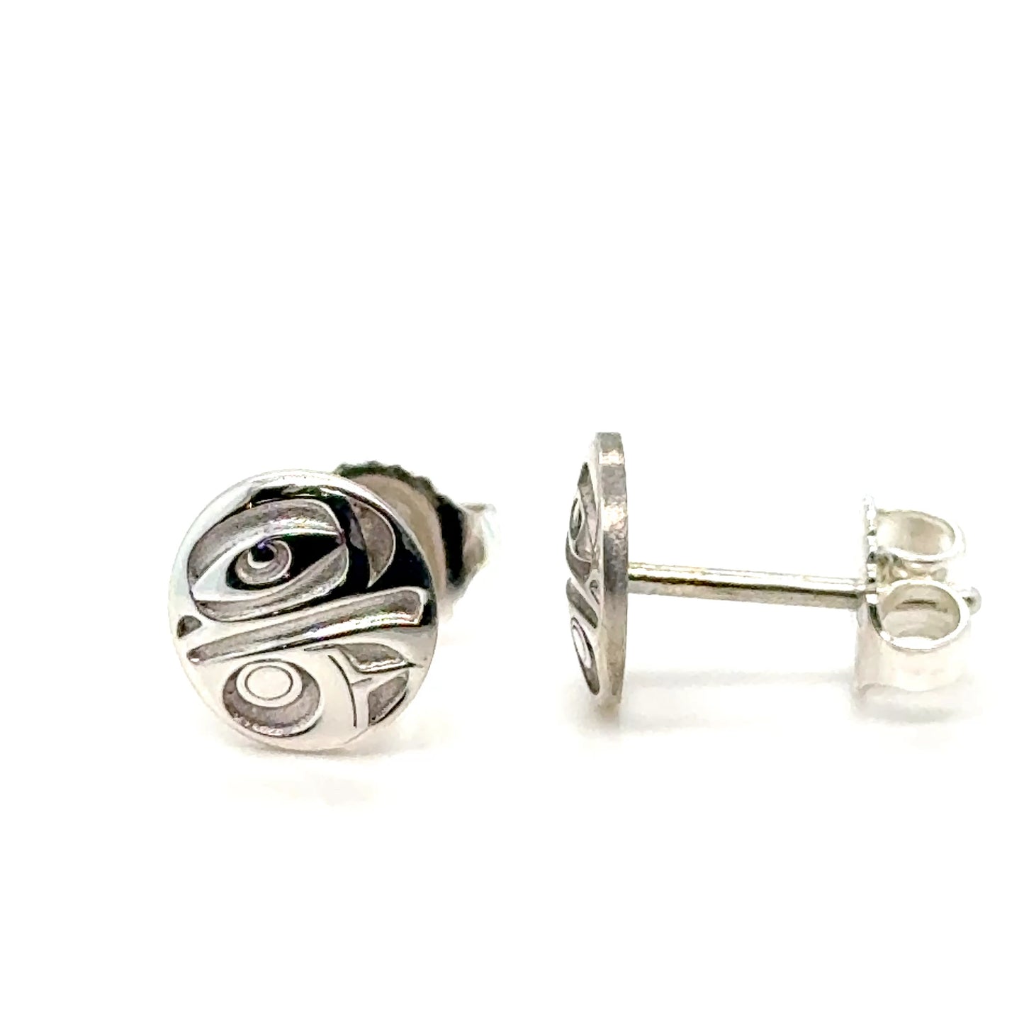 Studs - Sterling Silver - Round - Mini - 8mm- Eagle