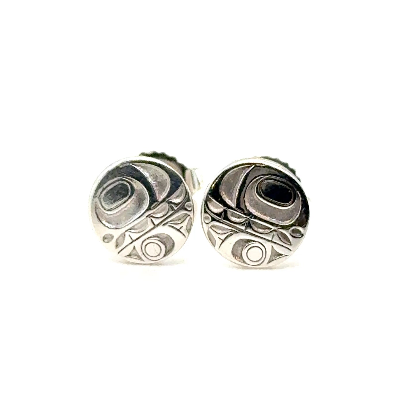 Studs - Sterling Silver - Round - Mini - 8mm - Orca