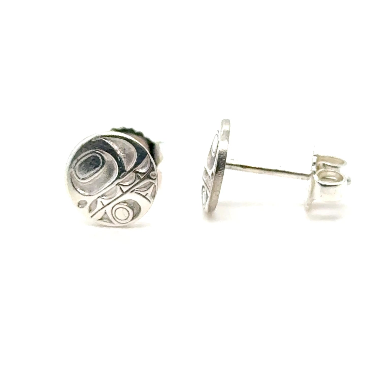 Studs - Sterling Silver - Round - Mini - 8mm - Orca