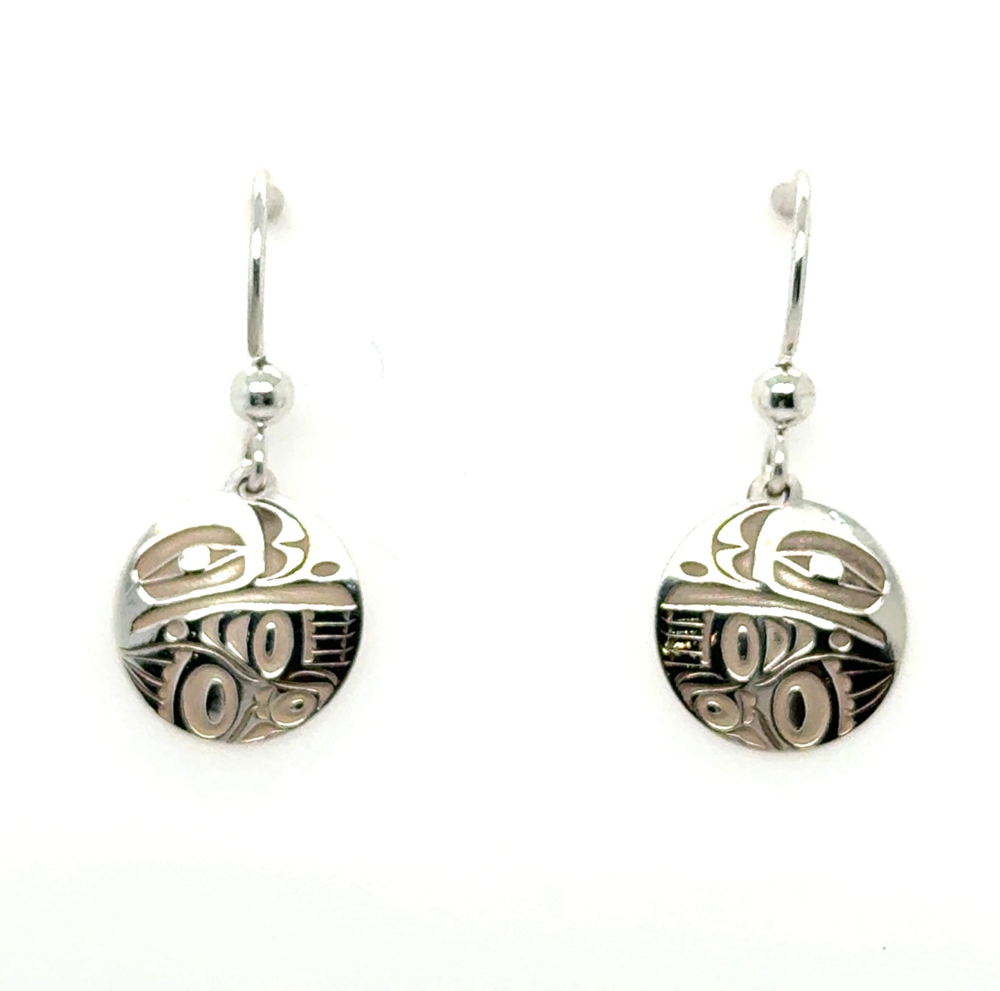 Earrings - Sterling Silver - Drop - Round - Raven - 15mm
