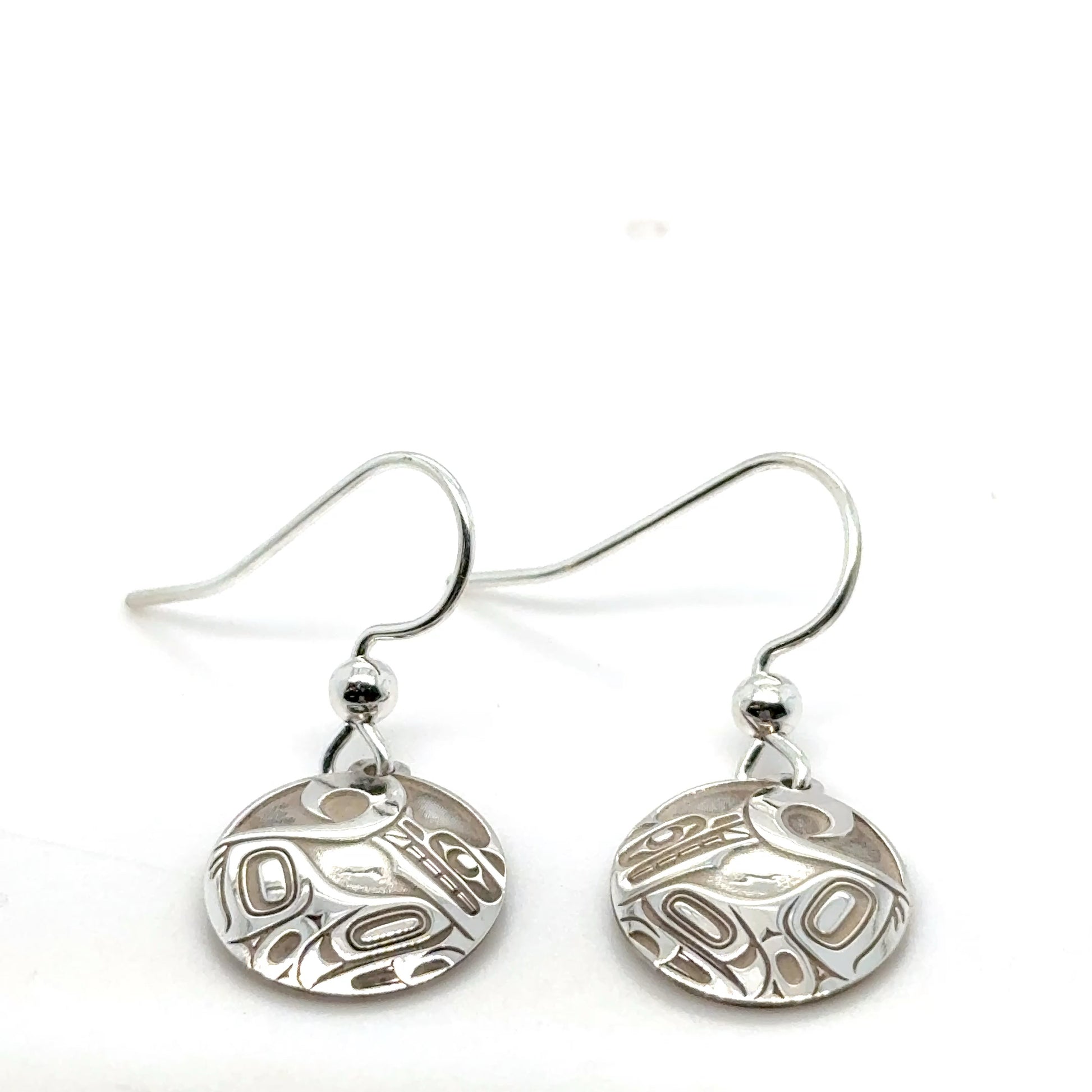 Earrings - Sterling Silver - Drop - Round - 15mm - Wolf