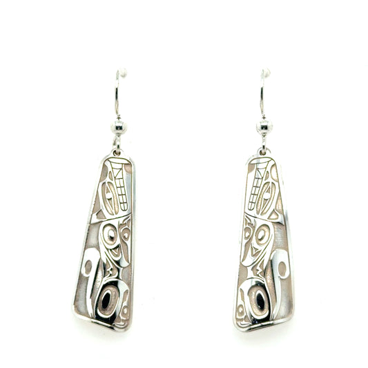 Earrings - Sterling Silver - Drop - Long Triangle - Wolf - 32mm