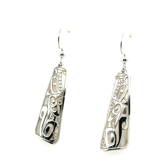 Earrings - Sterling Silver - Drop - Long Triangle - Wolf - 32mm