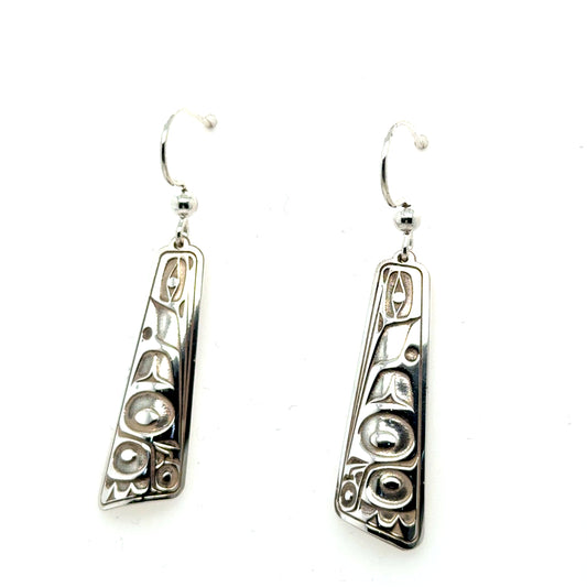 Earrings - Sterling Silver - Drop - Long Triangle - Hummingbird - 32mm