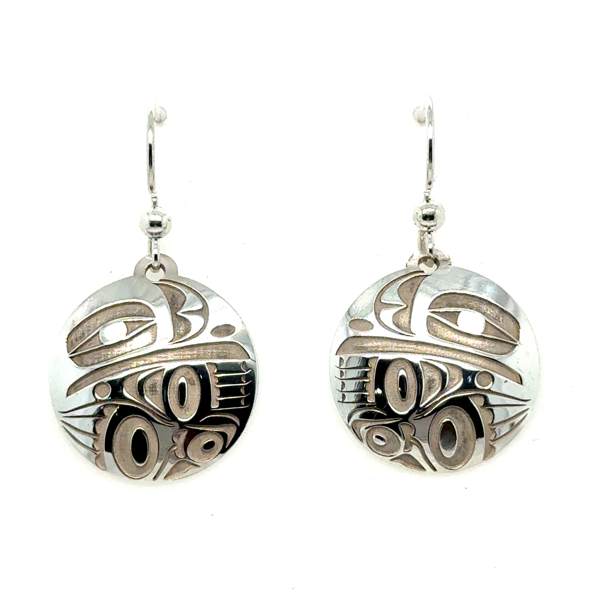 Earrings - Sterling Silver - Drop - Round - 20mm - Raven