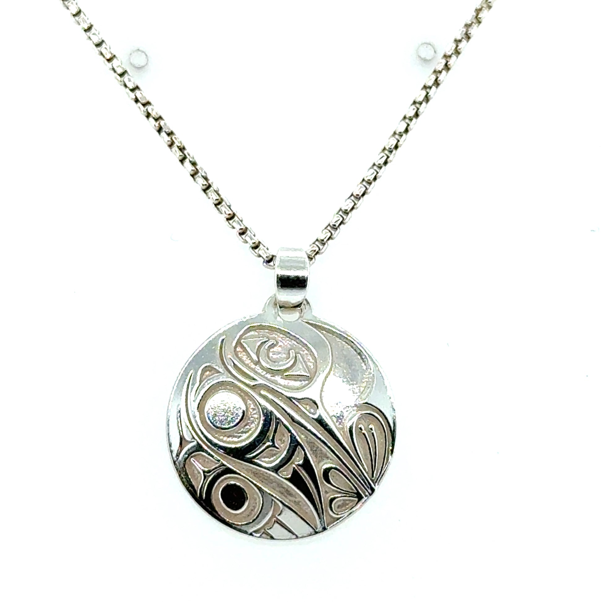 Pendant - Sterling Silver - Round - Hummingbird - Small - 20mm