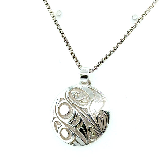 Pendant - Sterling Silver - Round - Hummingbird - Small - 20mm