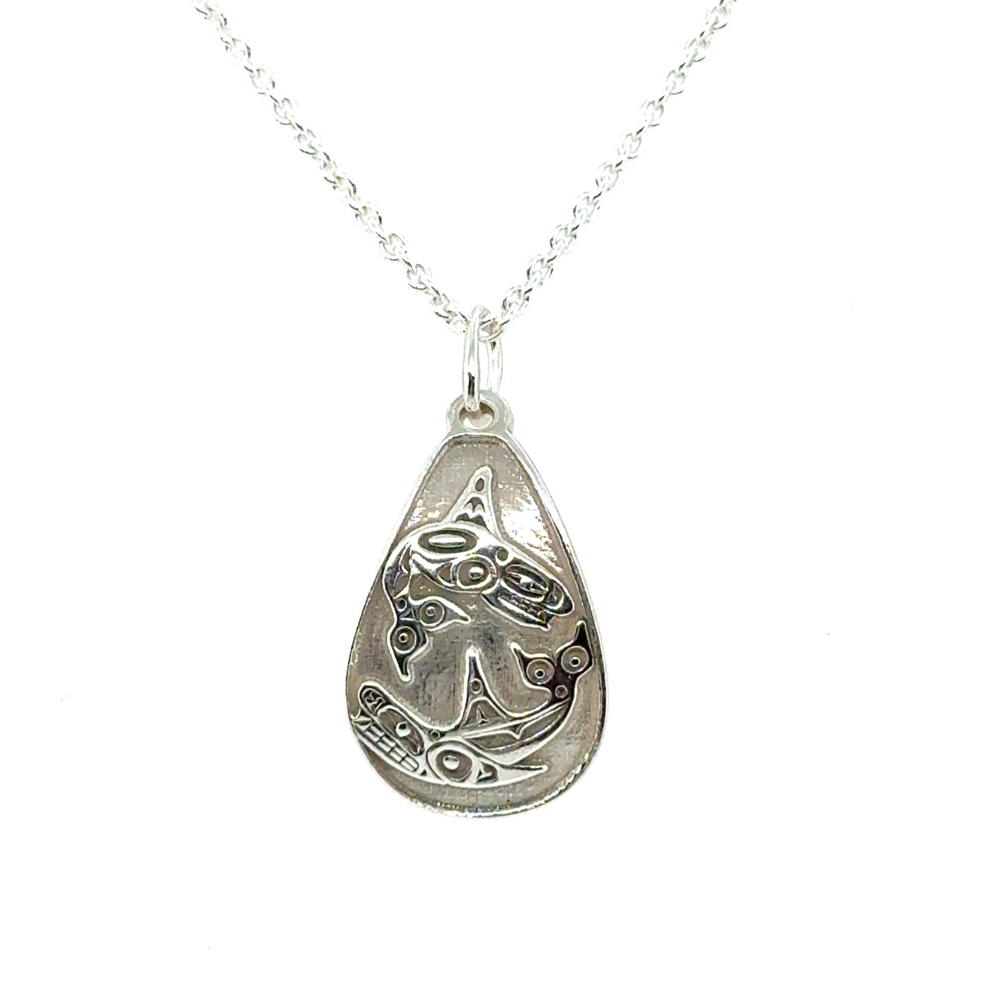 Pendant - Sterling Silver - Teardrop - Orcas - Mini - 20mm