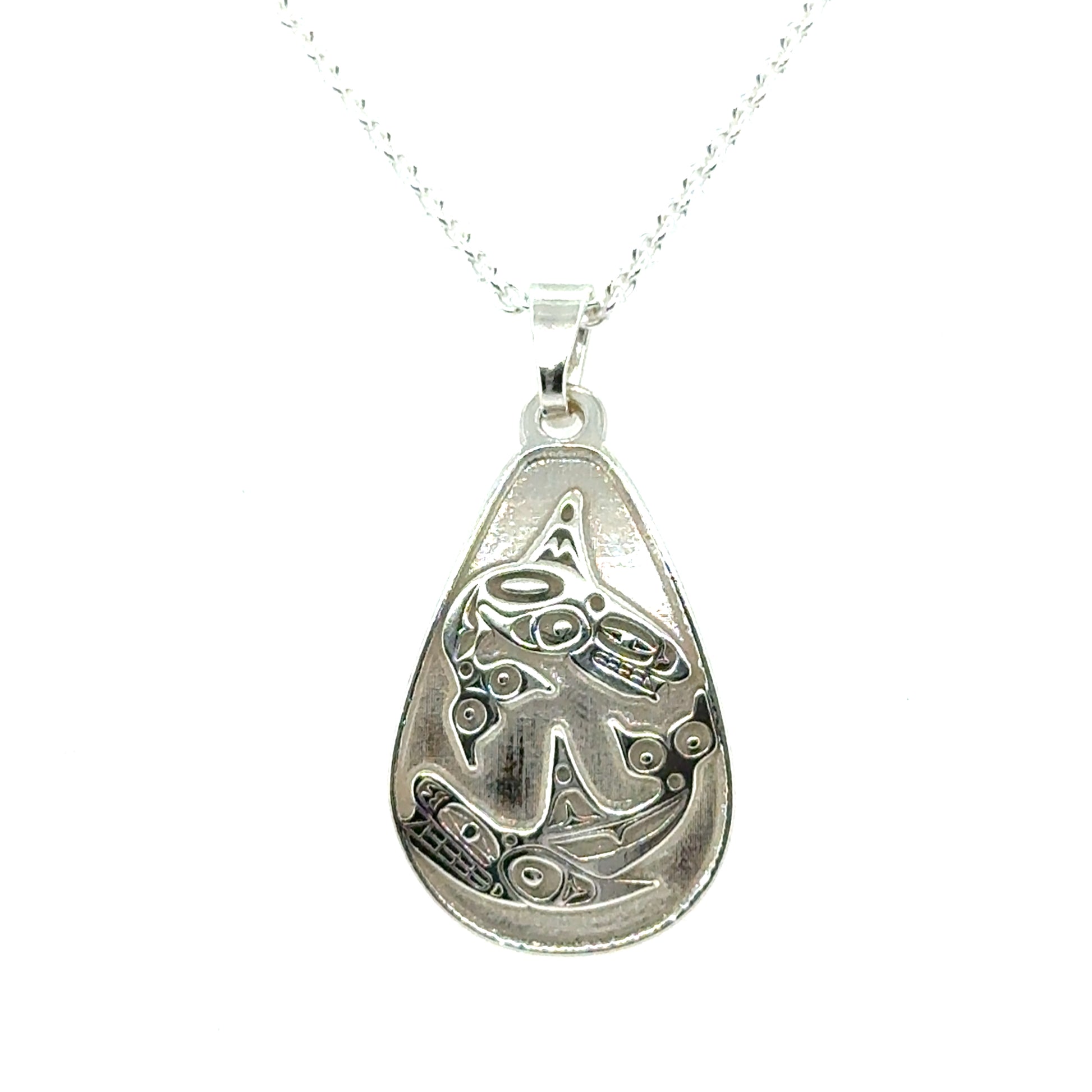 Pendant - Sterling Silver - Teardrop - Orcas - Small - 25mm
