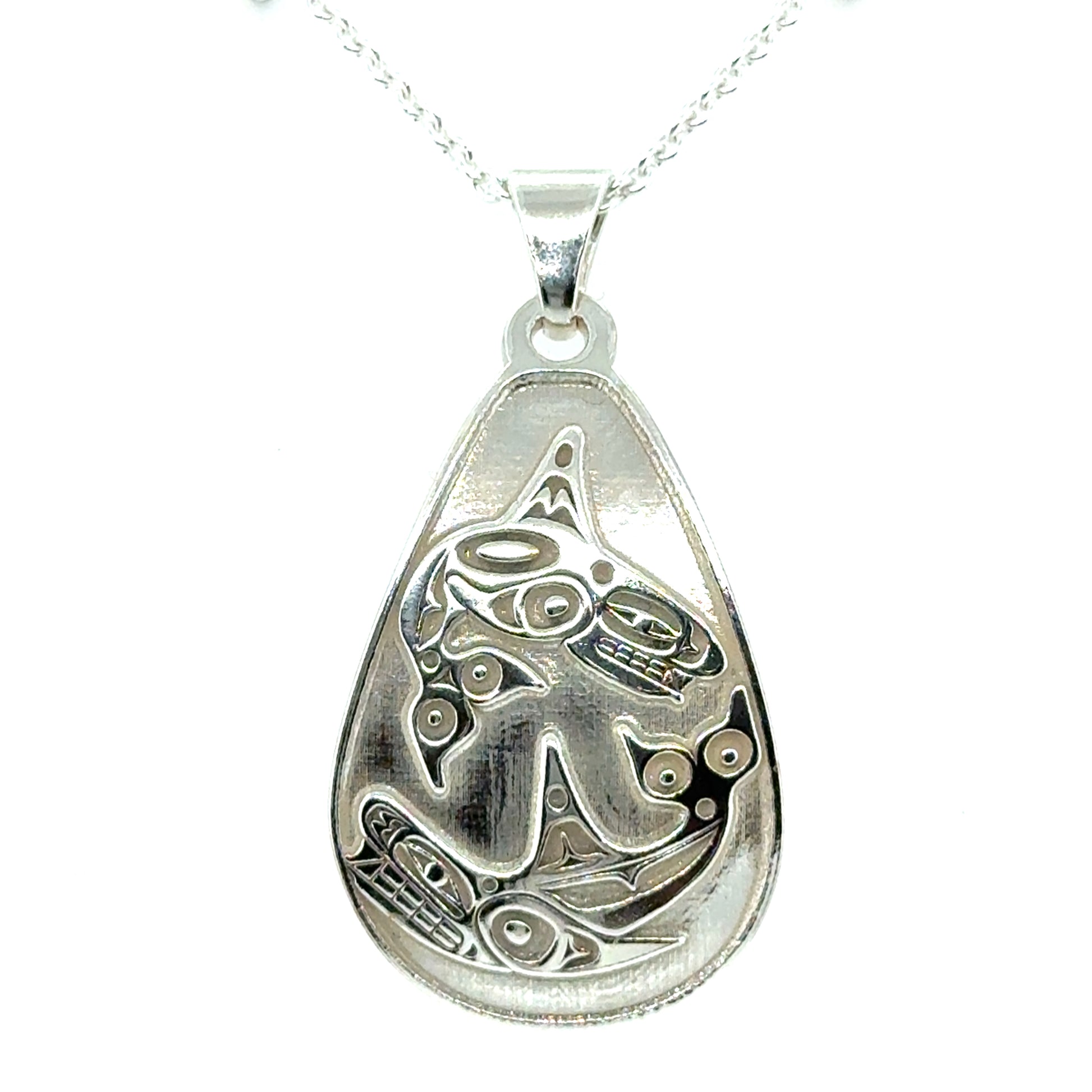 Pendant - Sterling Silver - Teardrop - Orcas - 30mm