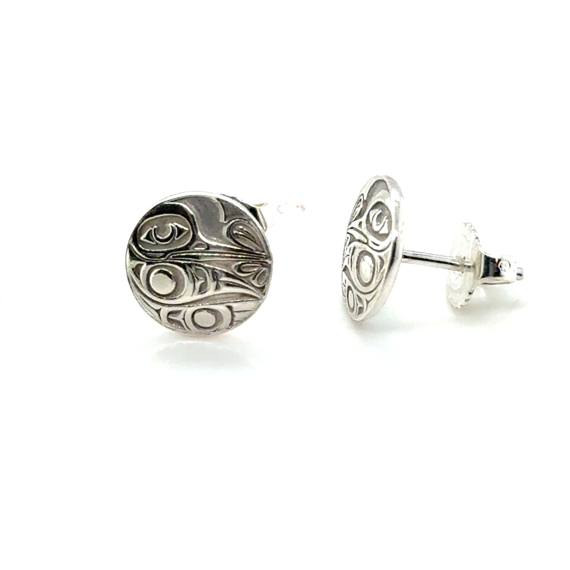 Studs - Sterling Silver - Round - Small - Hummingbird - 10mm