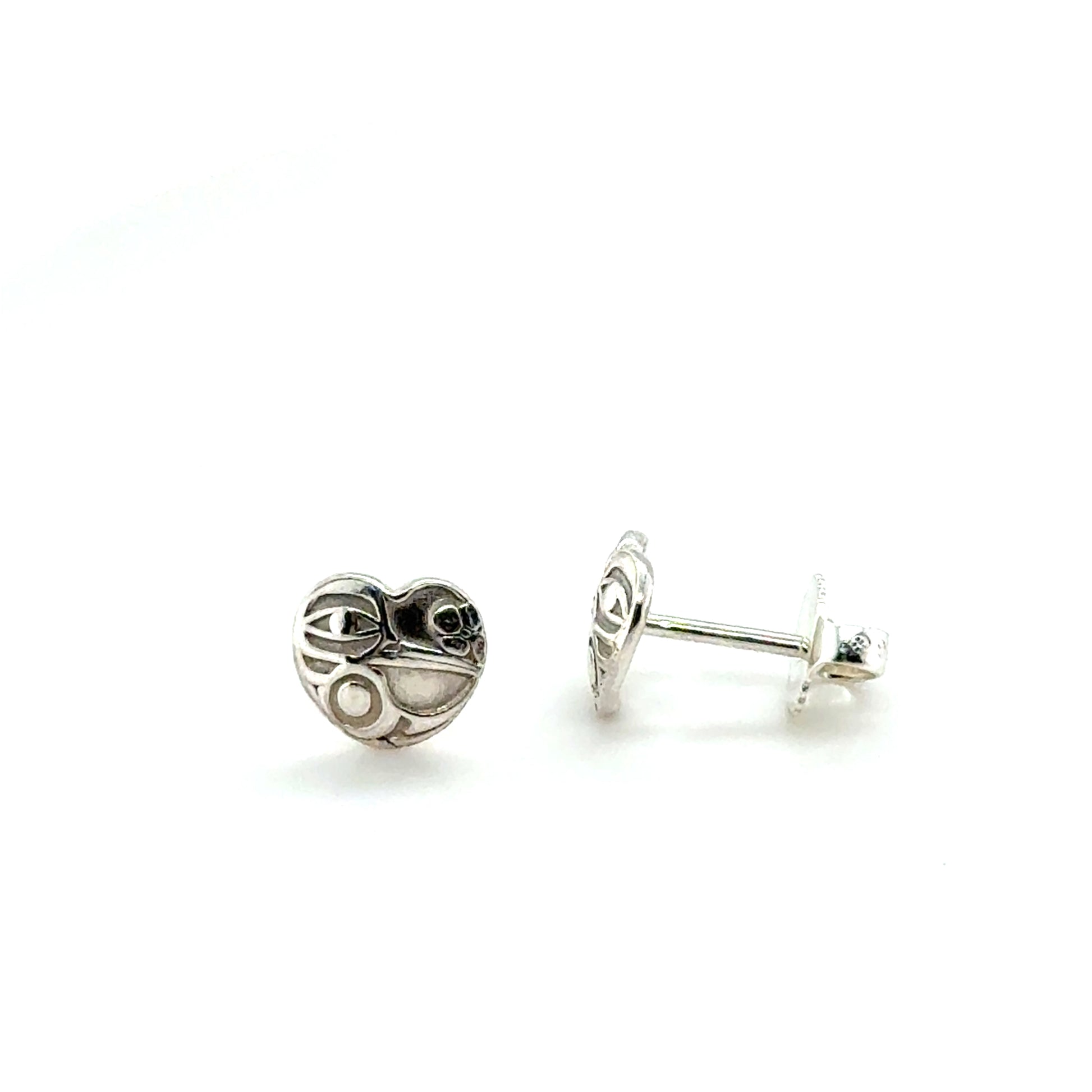 Studs - Sterling Silver - Heart - Mini - Hummingbird - 8mm