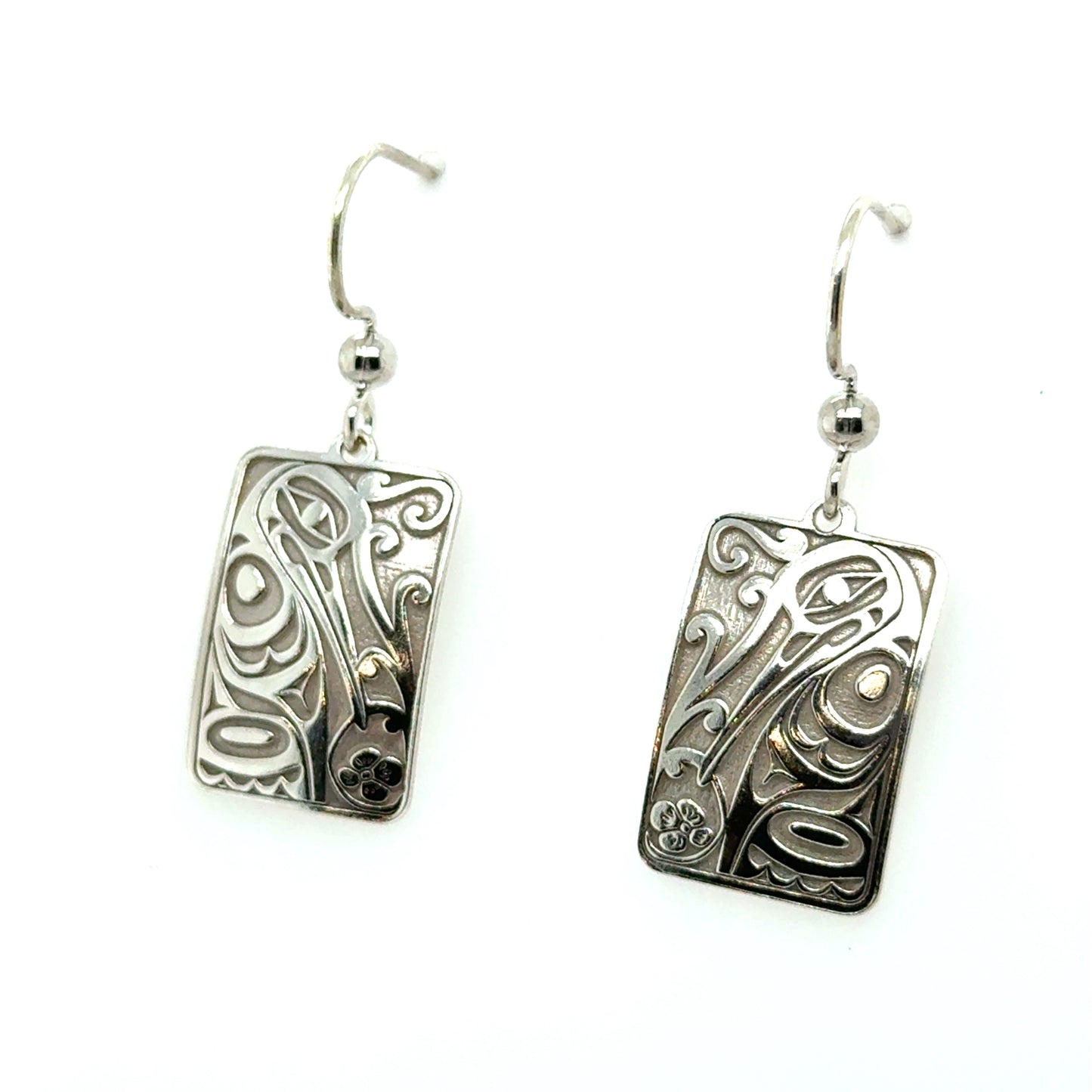 Earrings - Sterling Silver - Drop - Rectangle - Hummingbird - 19mm