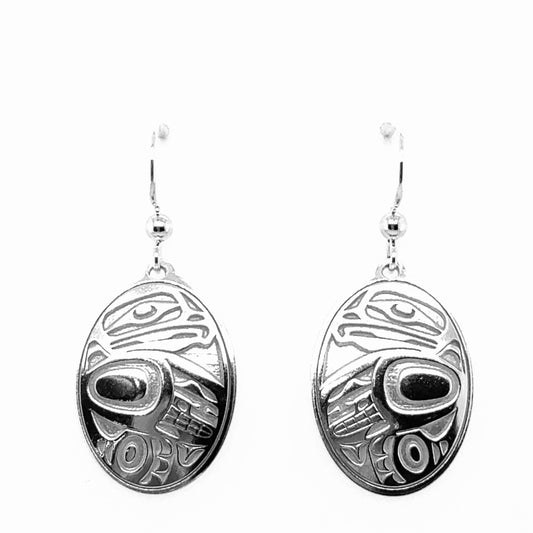 Earrings - Sterling Silver - Drop - Oval - Eagle - 25mm