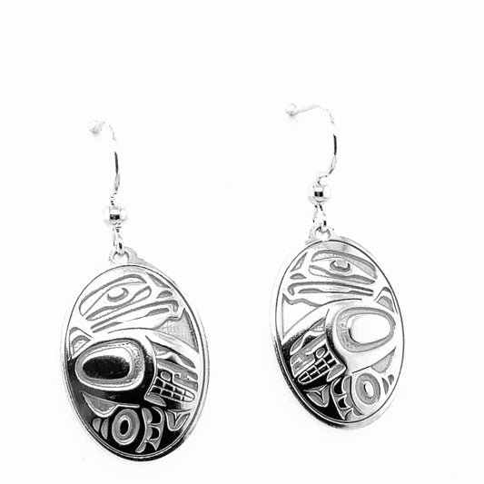 Earrings - Sterling Silver - Drop - Oval - Eagle - 25mm