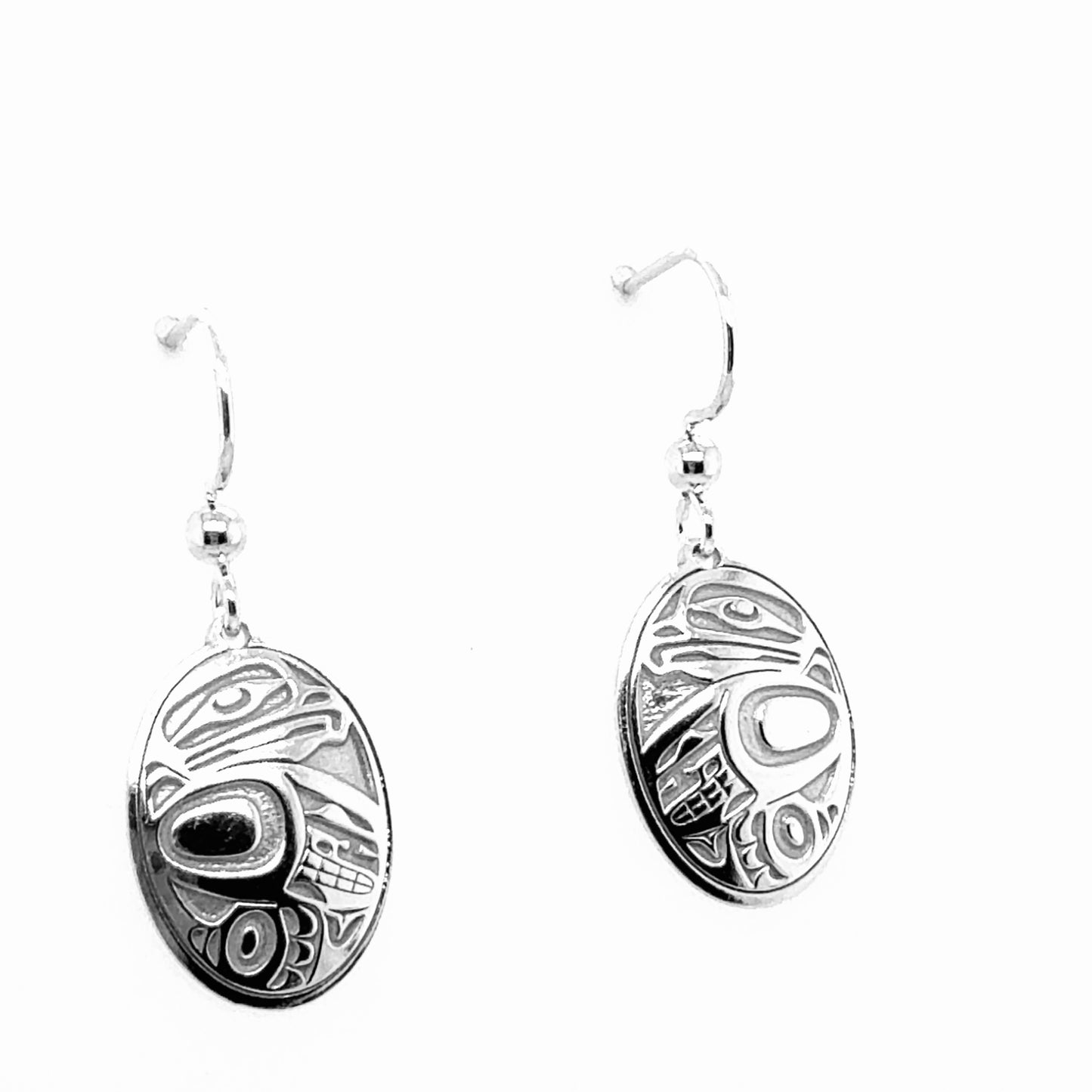 Earrings - Sterling Silver - Drop - Oval - Eagle - 18mm