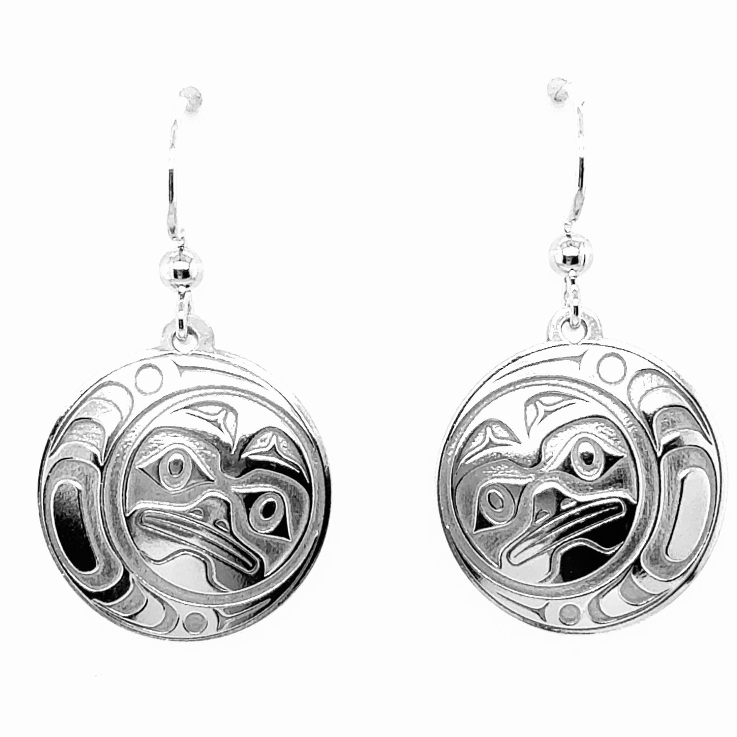 Earrings - Sterling Silver - Drop - Round - Moon - 20mm
