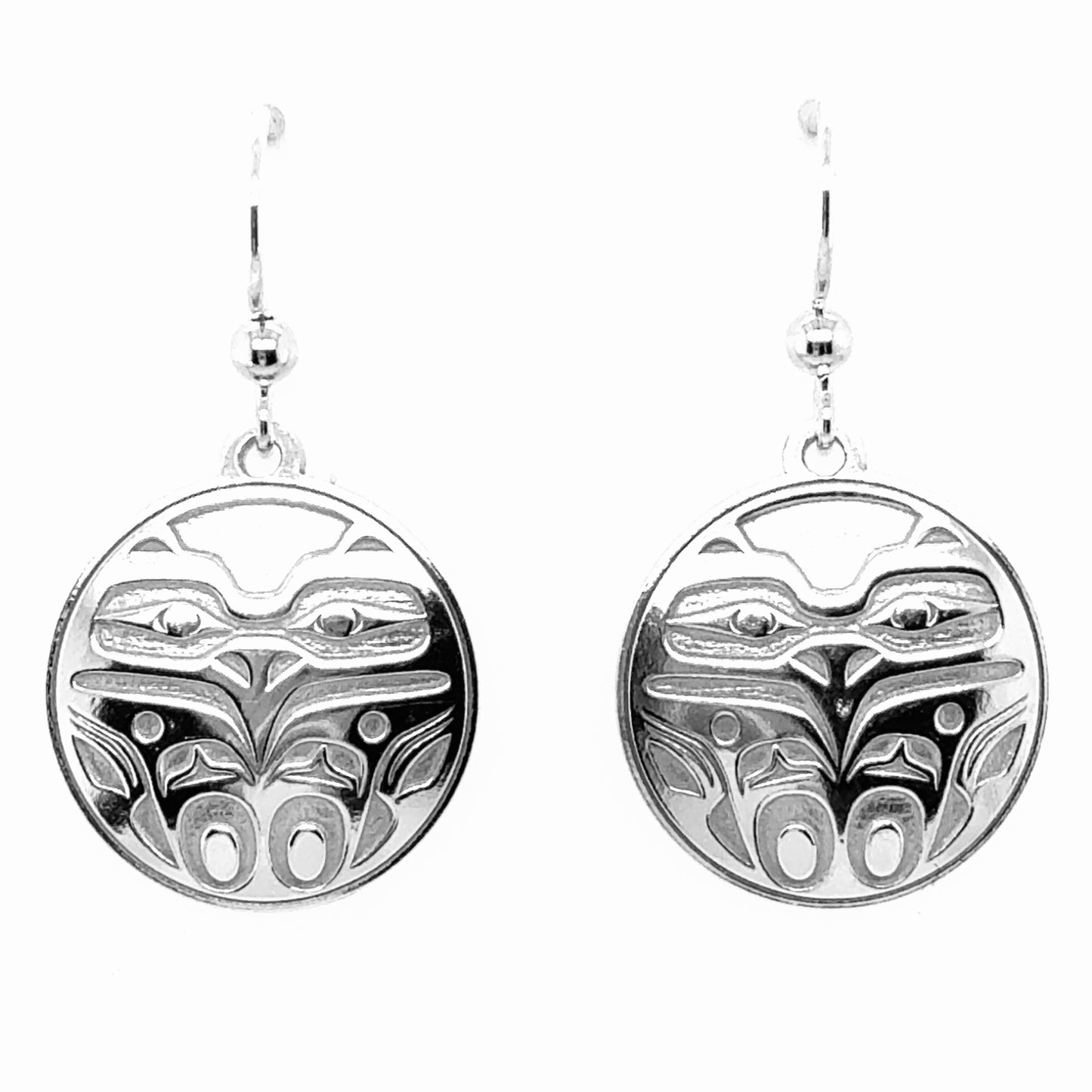 Earrings - Sterling Silver - Drop - Round - Eagle Front - 20mm