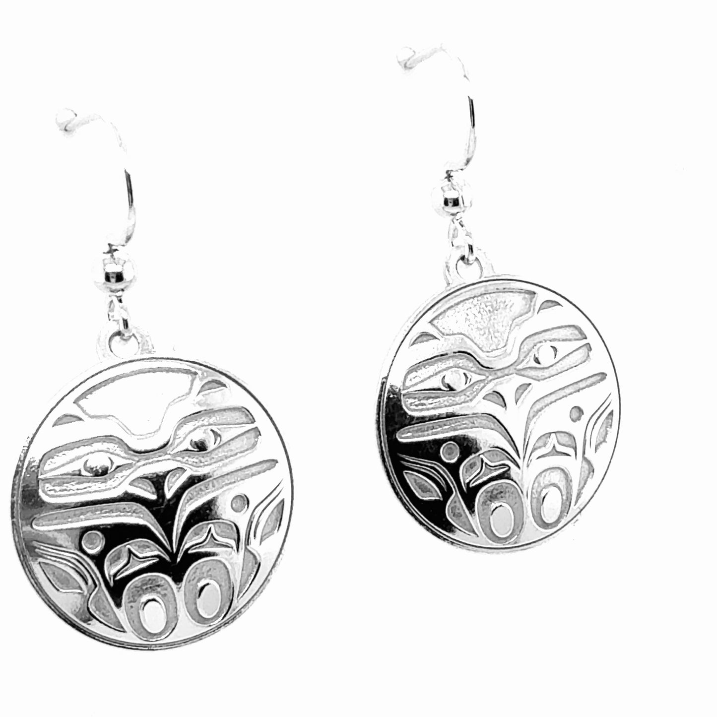 Earrings - Sterling Silver - Drop - Round - Eagle Front - 20mm