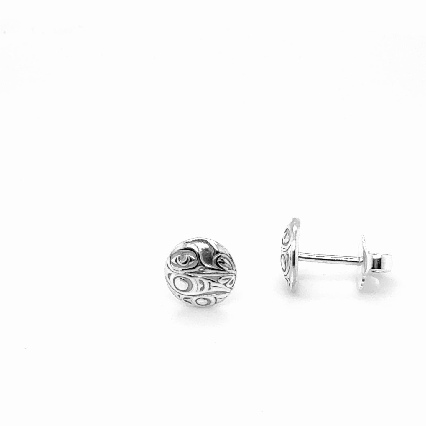 Studs - Sterling Silver - Round - Micro - Hummingbird - 8mm
