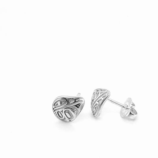 Studs - Sterling Silver - Teardrop - Micro - Raven - 10mm
