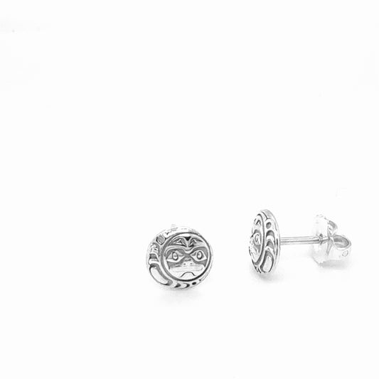 Studs - Sterling Silver - Round - Micro - Moon - 8mm