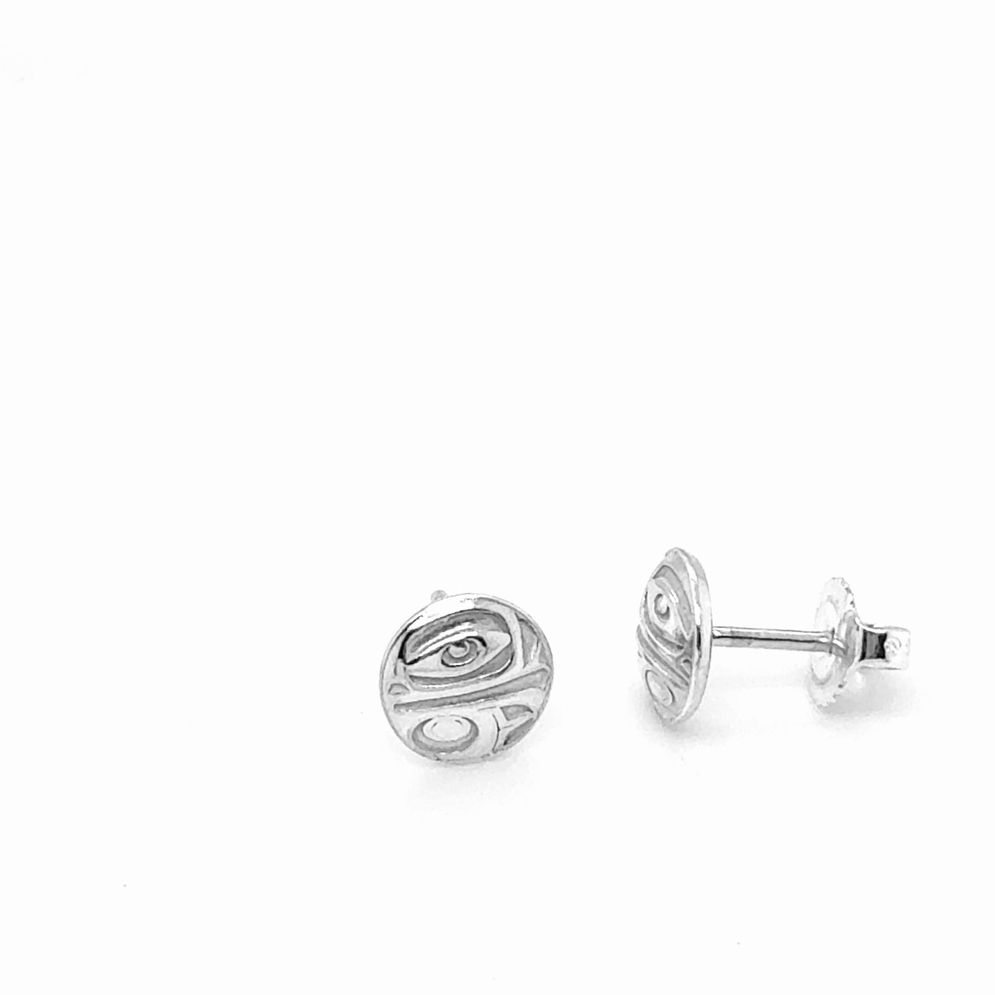 Studs - Sterling Silver - Round - Micro - Eagle - 8mm