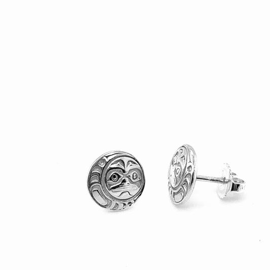 Studs - Sterling Silver - Round - Mini - Moon - 10mm