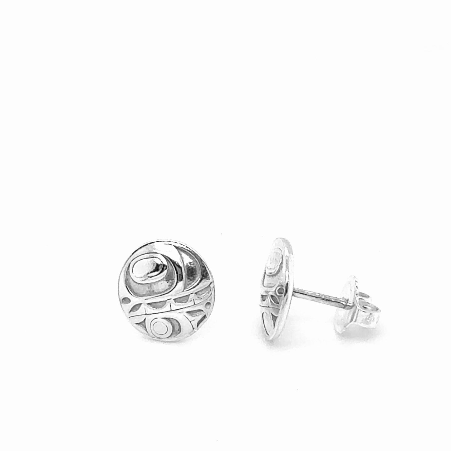 Studs - Sterling Silver - Round - Mini - Orca - 10mm