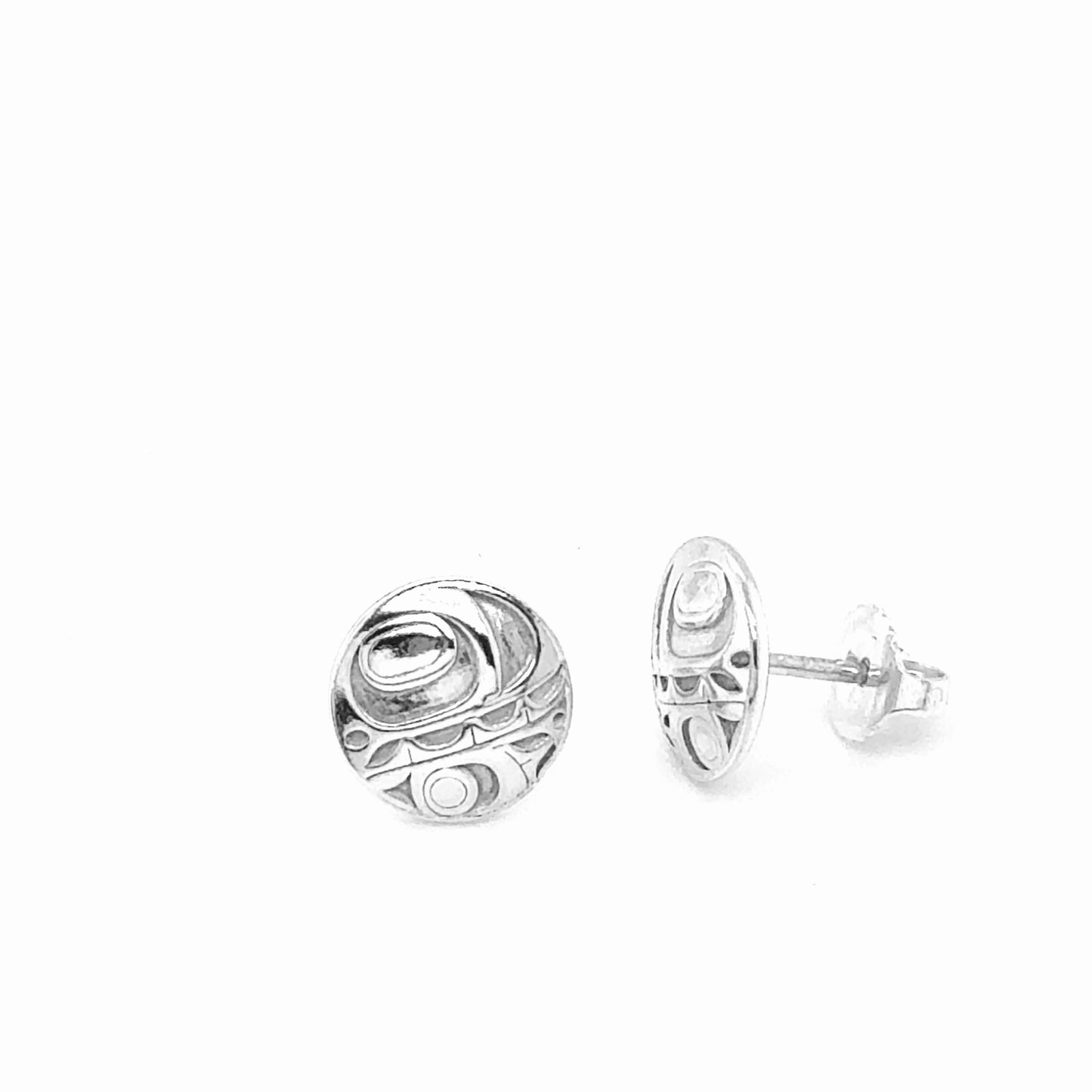 Studs - Sterling Silver - Round - Mini - Orca - 10mm