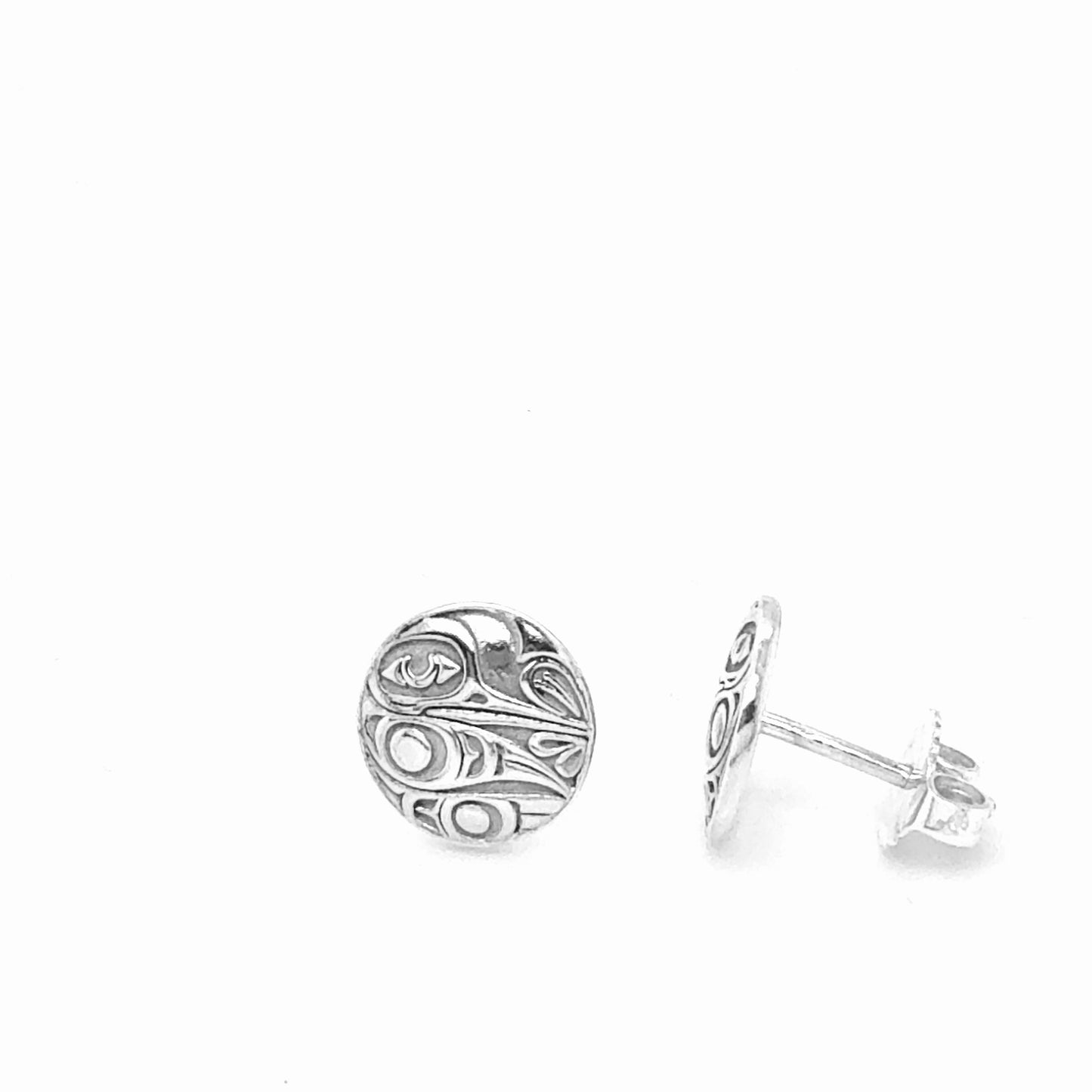 Studs - Sterling Silver - Round - Small - Hummingbird - 10mm