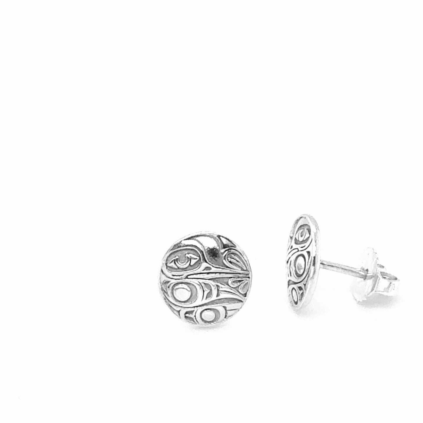 Studs - Sterling Silver - Round - Small - Hummingbird - 10mm