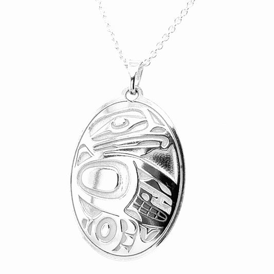Pendant - Sterling Silver - Oval - Eagle - 34mm