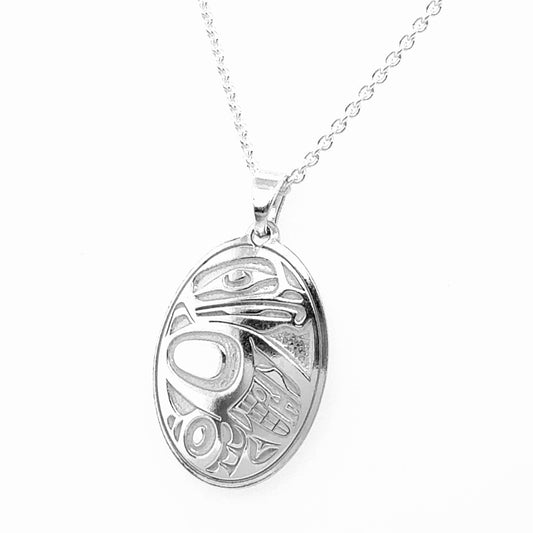 Pendant - Sterling Silver - Oval - Eagle - 25mm