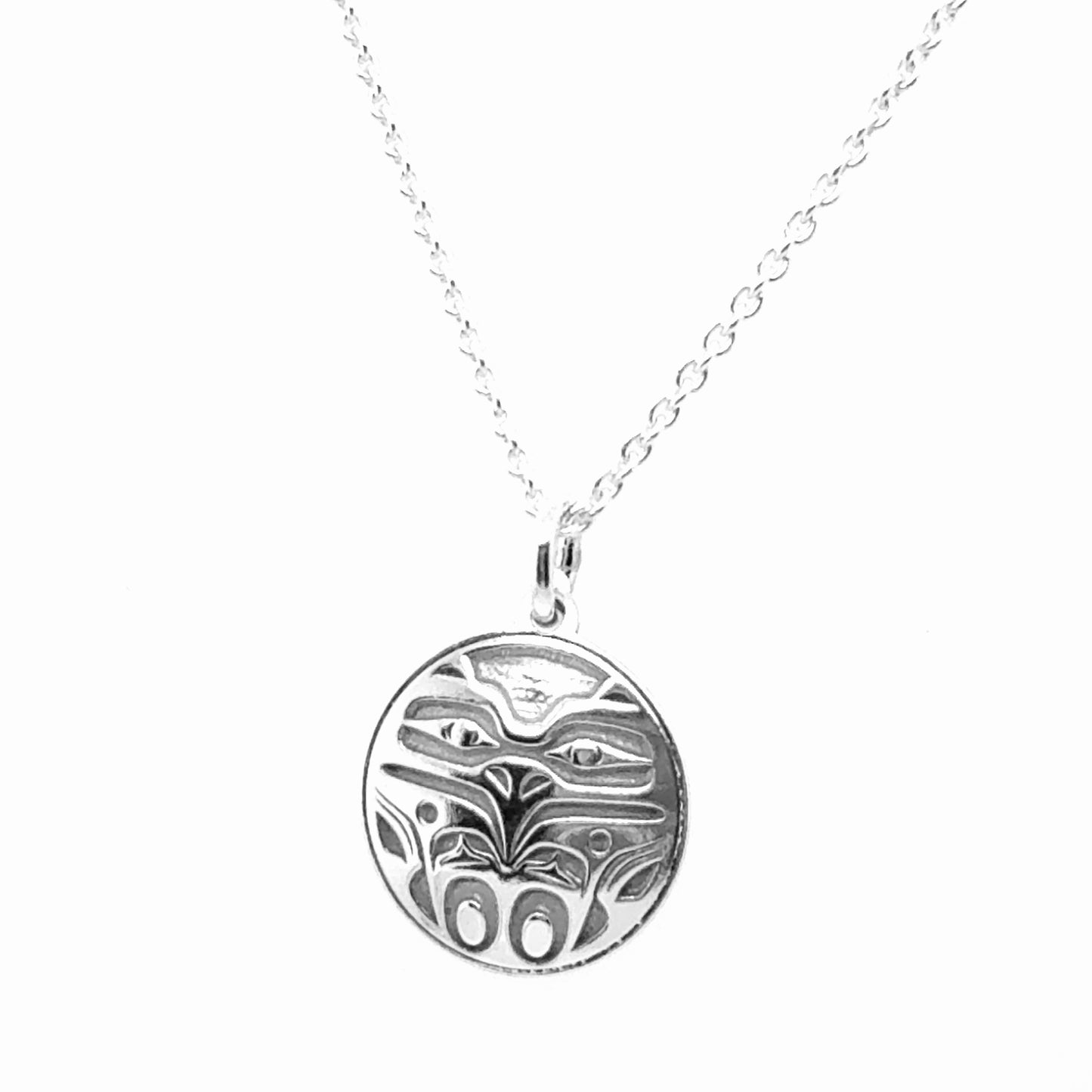 Pendant - Sterling Silver - Round - Eagle Front - Mini - 15mm