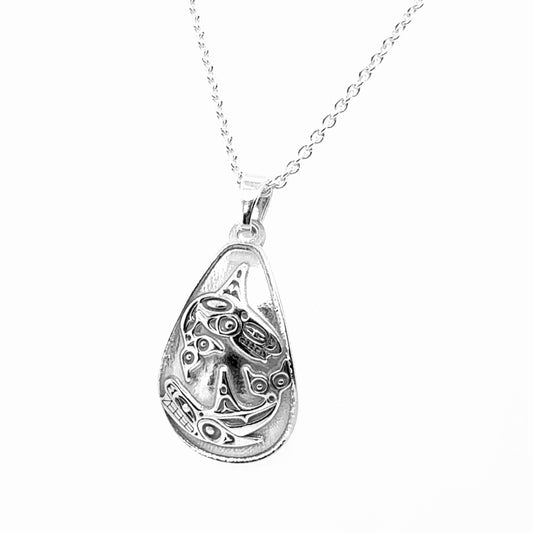 Pendant - Sterling Silver - Teardrop - Orcas - Small - 25mm