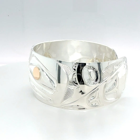 Bracelet - Sterling Silver & 14k - 1" - Eagle Front