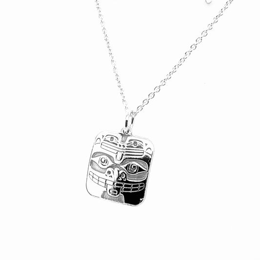 Pendant - Sterling Silver - Square - Bear & Frog - Micro - 15mm