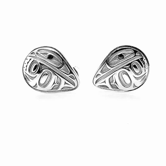 Studs - Sterling Silver - Teardrop - Medium - Raven - 17mm