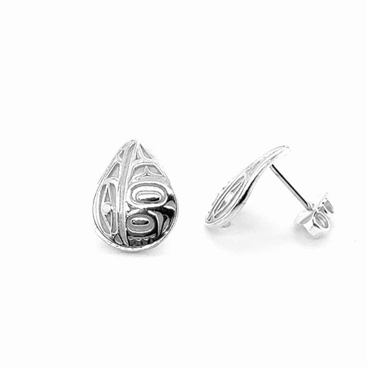 Studs - Sterling Silver - Teardrop - Small - Raven - 14mm