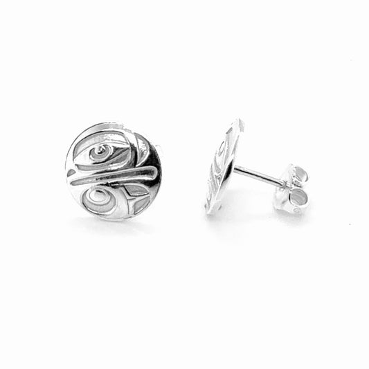 Studs - Sterling Silver - Round - Small - Eagle - 12mm